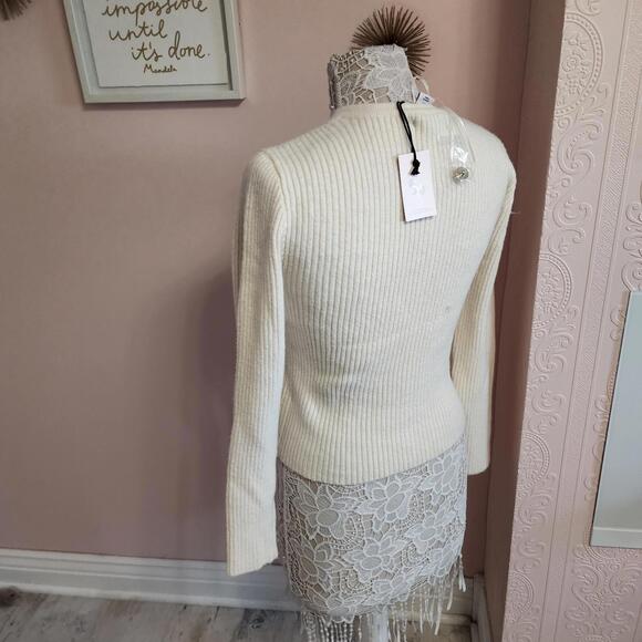 NWT Sincerely Jules cream gold button up soft sweater large - Picture 4 of 8